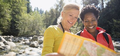 Women reading map
